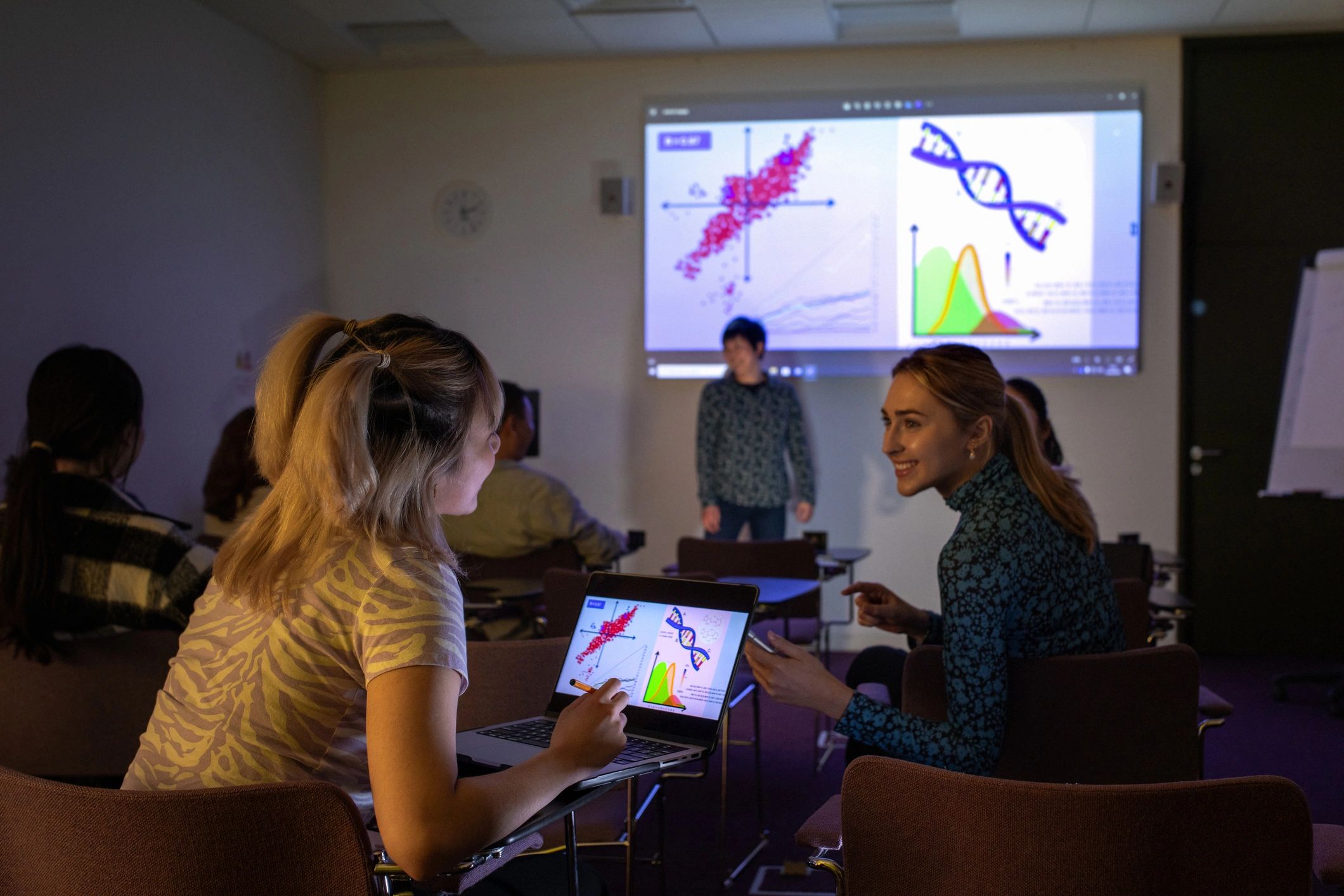 Adult learner in a university-style classroom